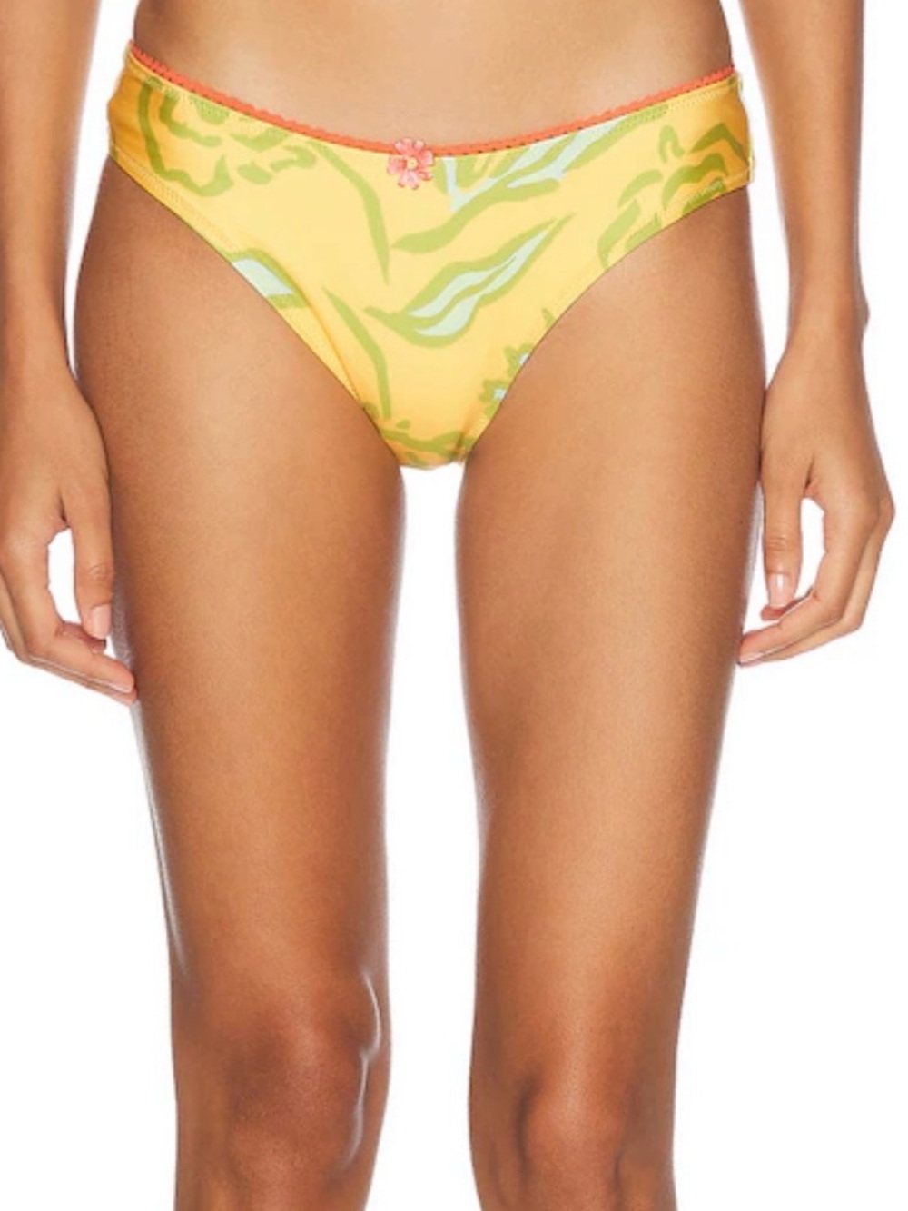 SOLID & STRIPED Yellow and Green Marble Print Bikini Bottom
